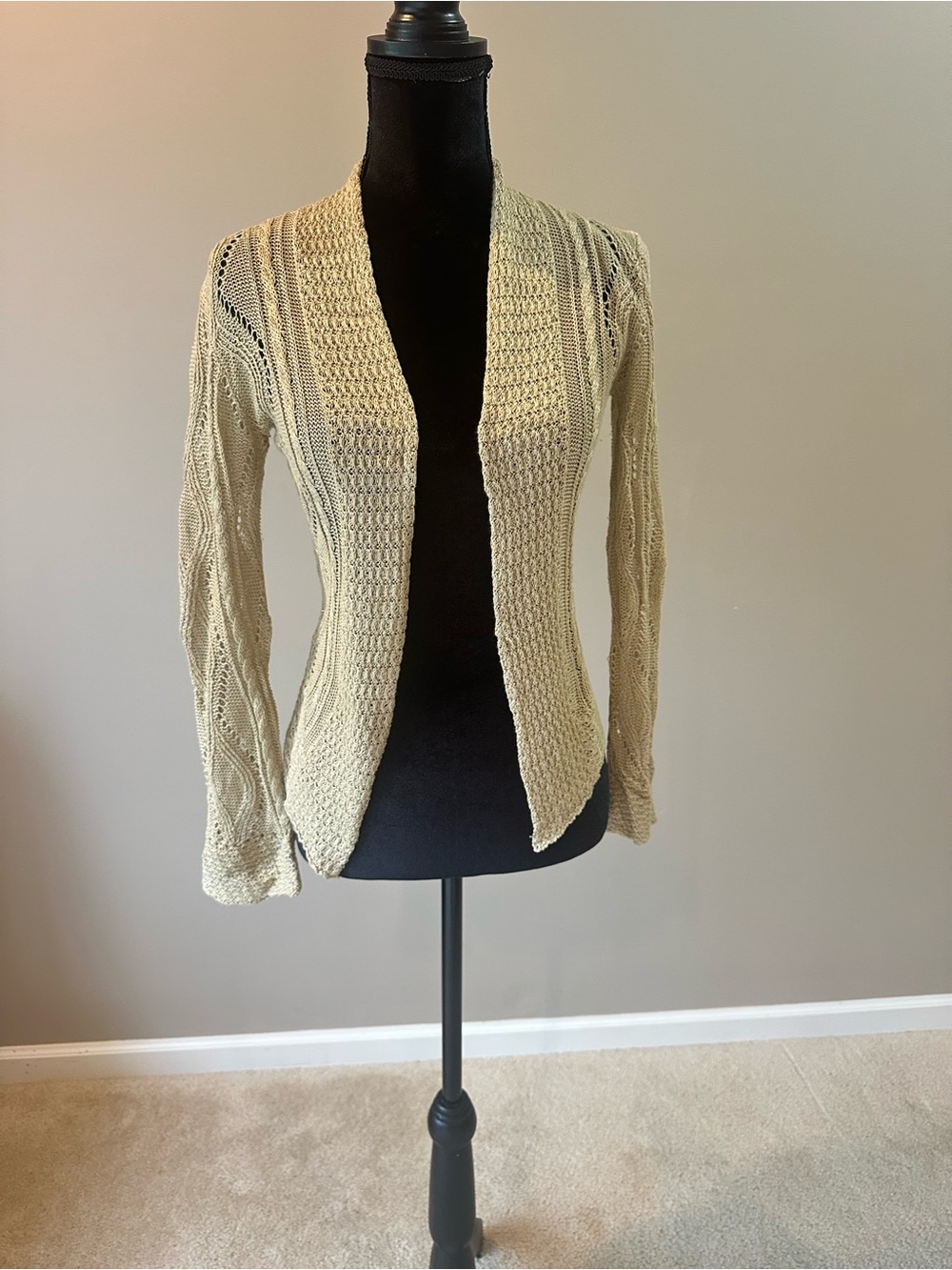 Ralph Lauren Women's Cream Open-Front Knit Cardigan Sweater